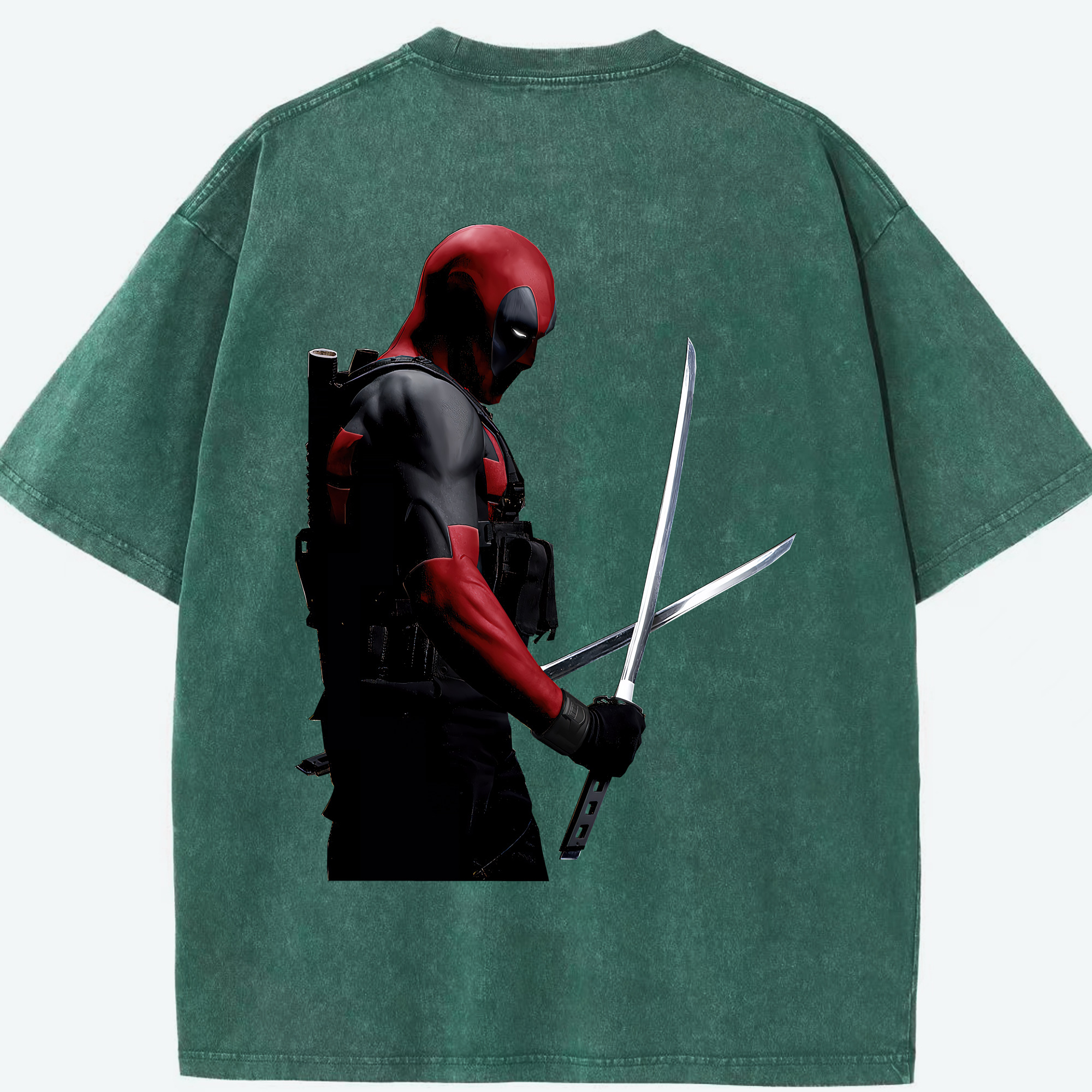（画像用） Deadpool デッドプール 綿100% ヴィンテージ風 半袖Tシャツ（背面プリント）